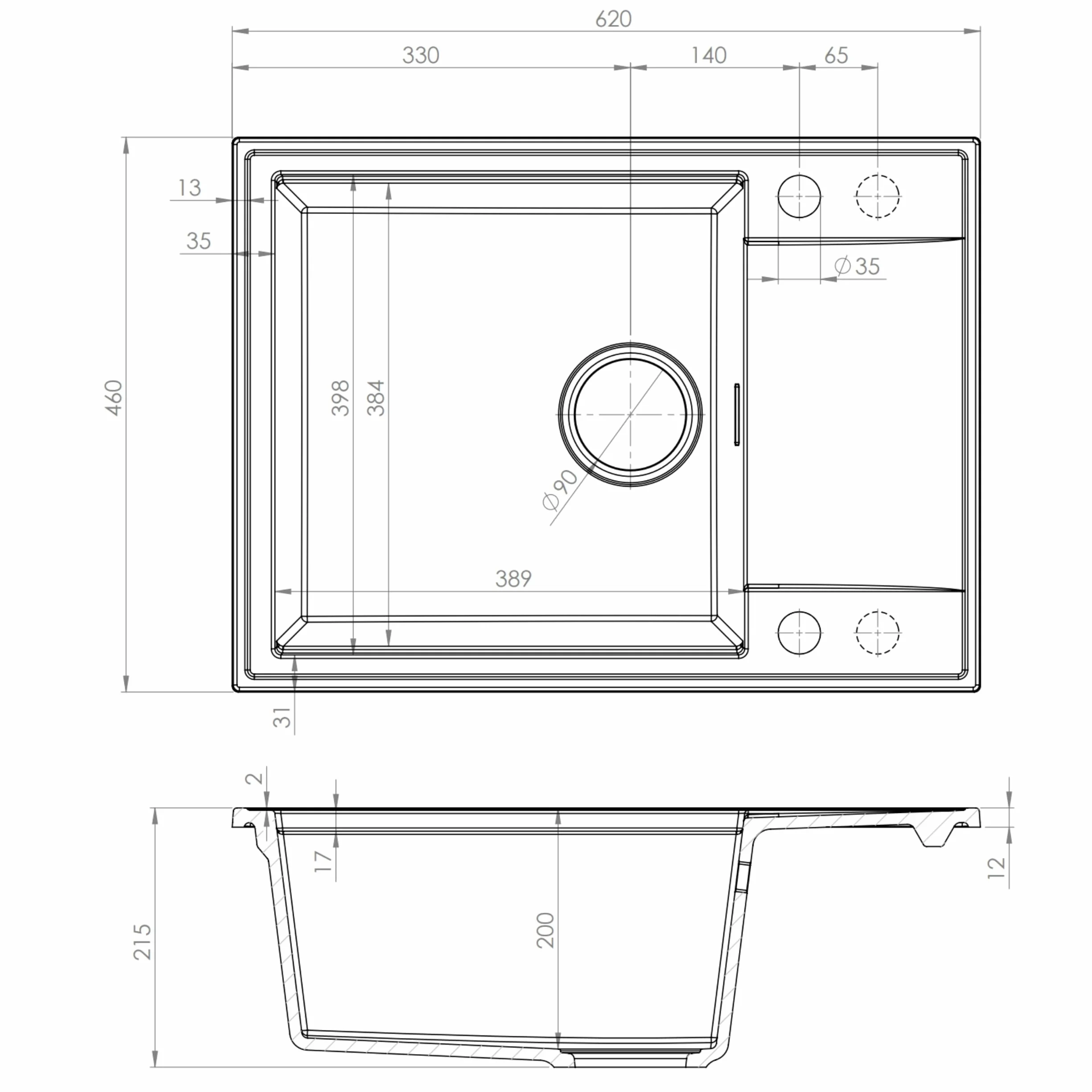 Zlewozmywak empiria SINK QUALITY granitowy czarny z złotymi plamami 62x46 - zlewozmywak z złotym syfonem, podstawka do spuszczania wody, środek do impregnacji - zlewozmywak kuchenny z powierzchnią do