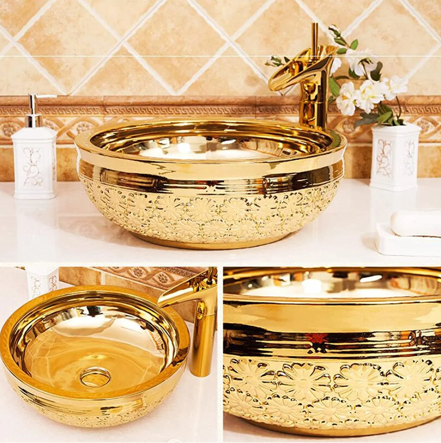 Umywalki Nablatowe, Umywalki Łazienkowe Nablatowe, Hotelowe, Okrągłe Ceramiczne Umywalki Nablatowe, Porcelanowe Umywalki Nablatowe, Umywalki Artystyczne Do Toalety, Szafk,F-One Size