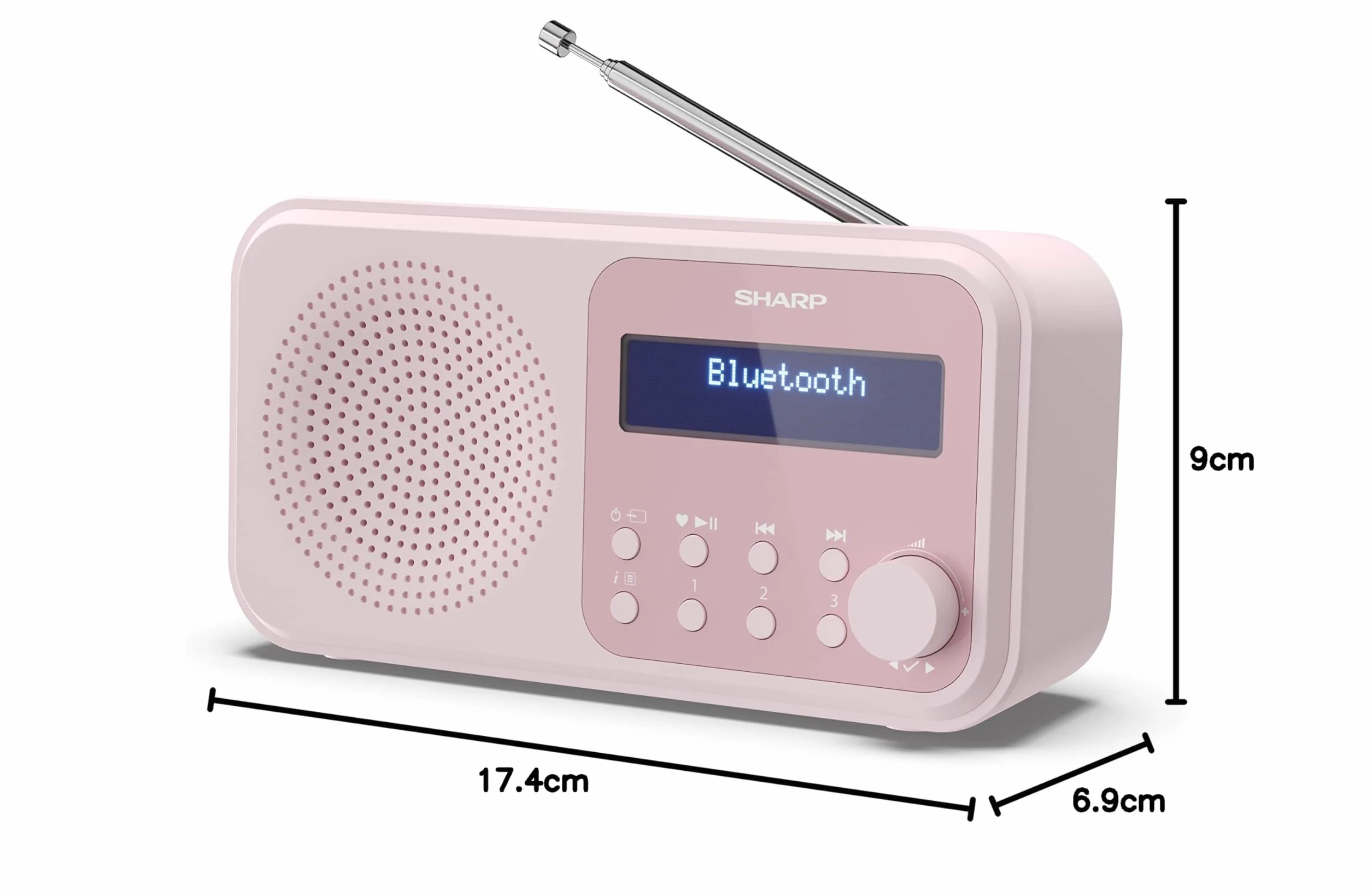 SHARP DR-P420 przenośne radio cyfrowe DAB DAB+ FM RDS USB Bluetooth 5.0 budzik różowy