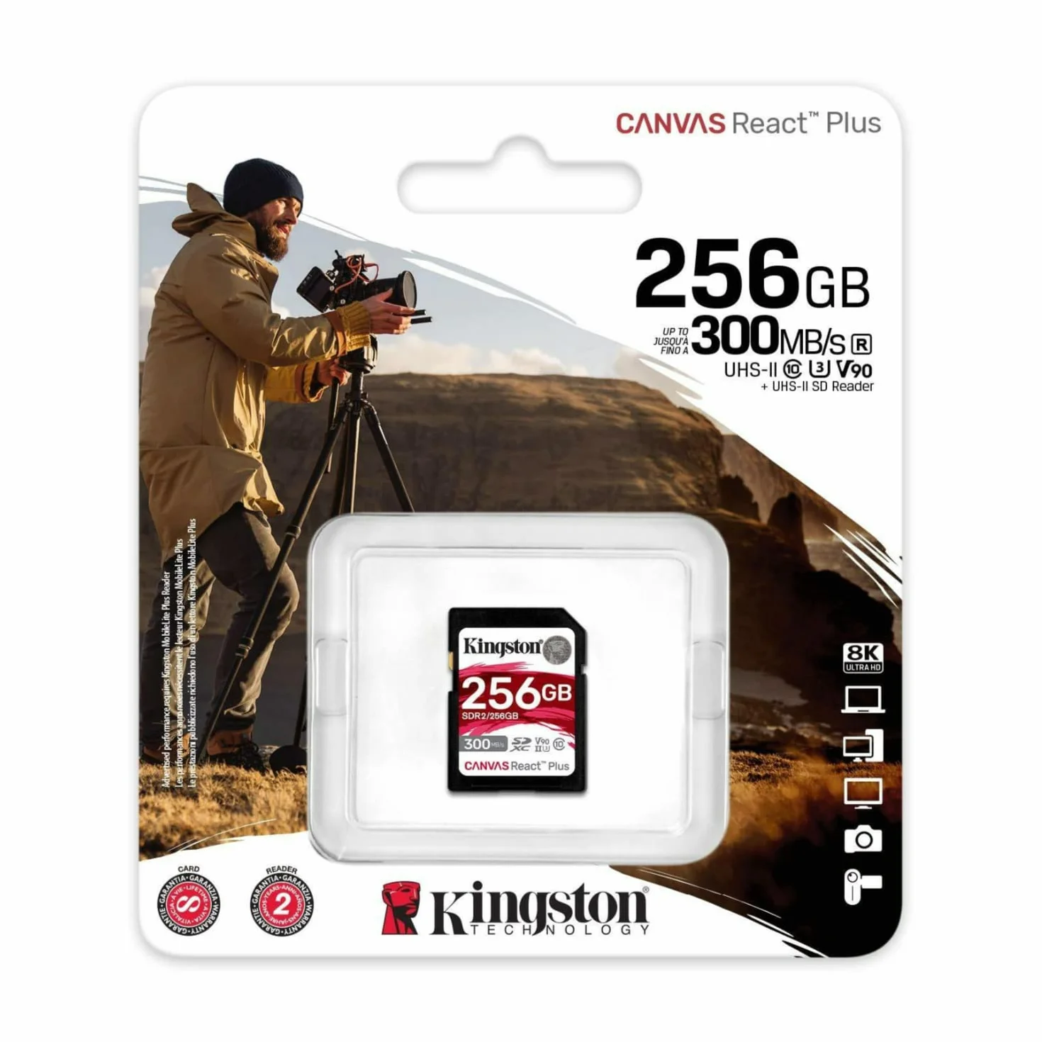 Kingston Canvas React Plus SDXC UHS-II 256GB 300R/260W U3 V90 karta pamięci