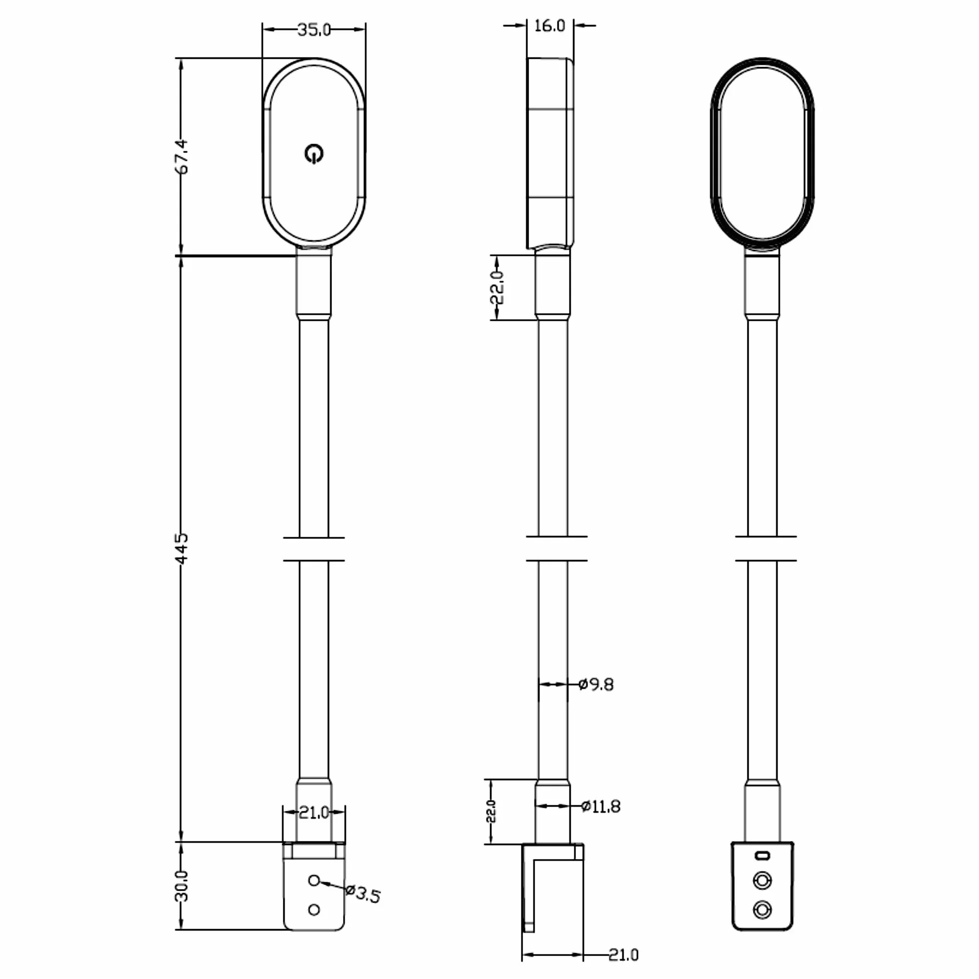 Kalb I Ilios LED lampka nocna/lampka do czytania z USB-C, montaż ścienny i kątowy, elastyczne ramię, możliwość ściemniania, ciepła biel 3000k (1 zestaw czarny)