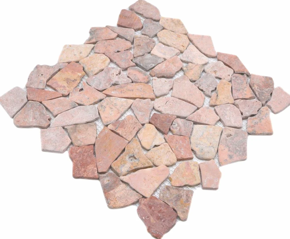 Mosaik-Netzwerk Płytka mozaikowa pęknięcie/Ciot uni Rossoverona marmur kamień naturalny kuchnia, kamień mozaikowy format: 15-69x8 mm, wymiary arkusza: 305x305 mm, 1 arkusz/mata