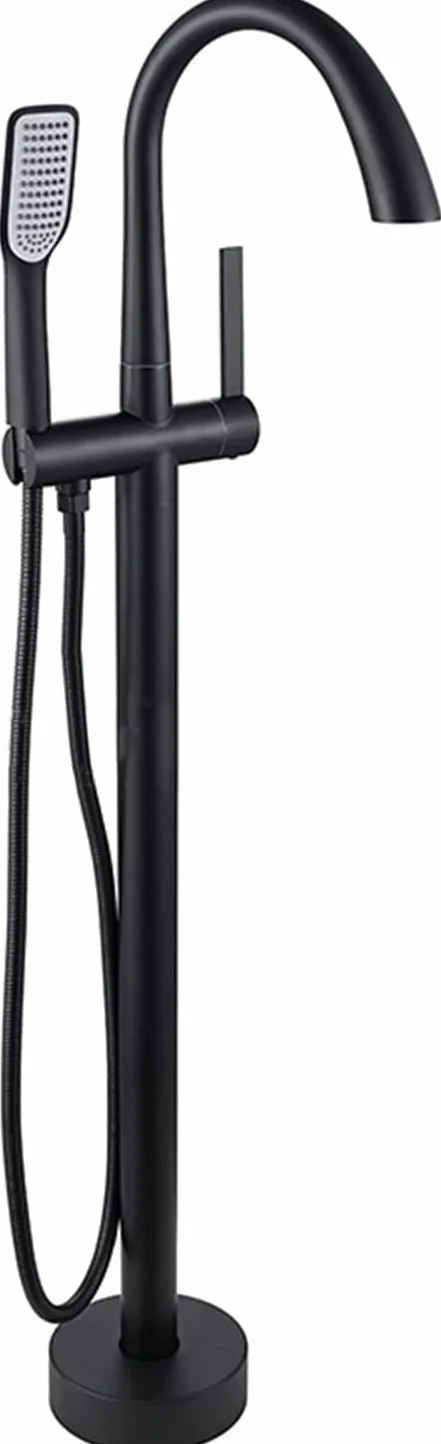 Bateria Wannowo-Prysznicowa Wolnostojąca Bateria Wannowa Jednouchwytowa Bateria Łazienkowa Bateria Z Zestawem Natryskowym Szczotkowane Złoto(Black)