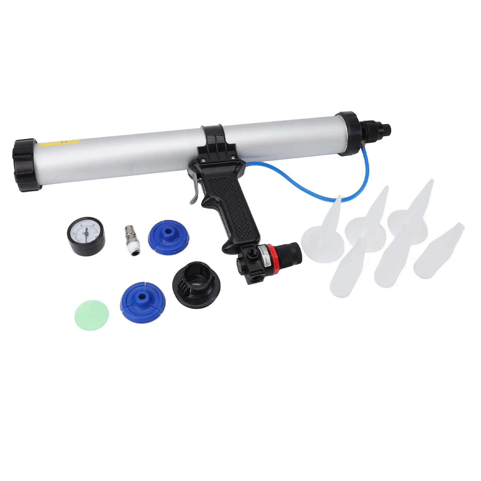 Pneumatyczny Pistolet do Uszczelniania, Wysokowydajne, Ergonomiczne Narzędzie do Uszczelniania Pneumatycznego, Aplikator ze Stopu Aluminium z 12 Akcesoriami Renowacji Budynków i Konserwacji