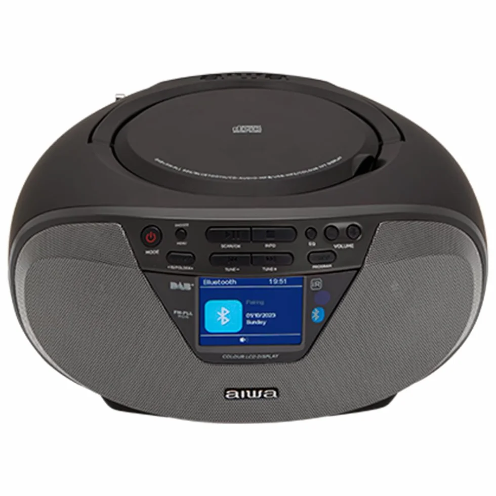Aiwa BBTU-500DAB/BK przenośne radio CD Dab+ Bluetooth 5.0 kolorowy wyświetlacz 2,4" czarny