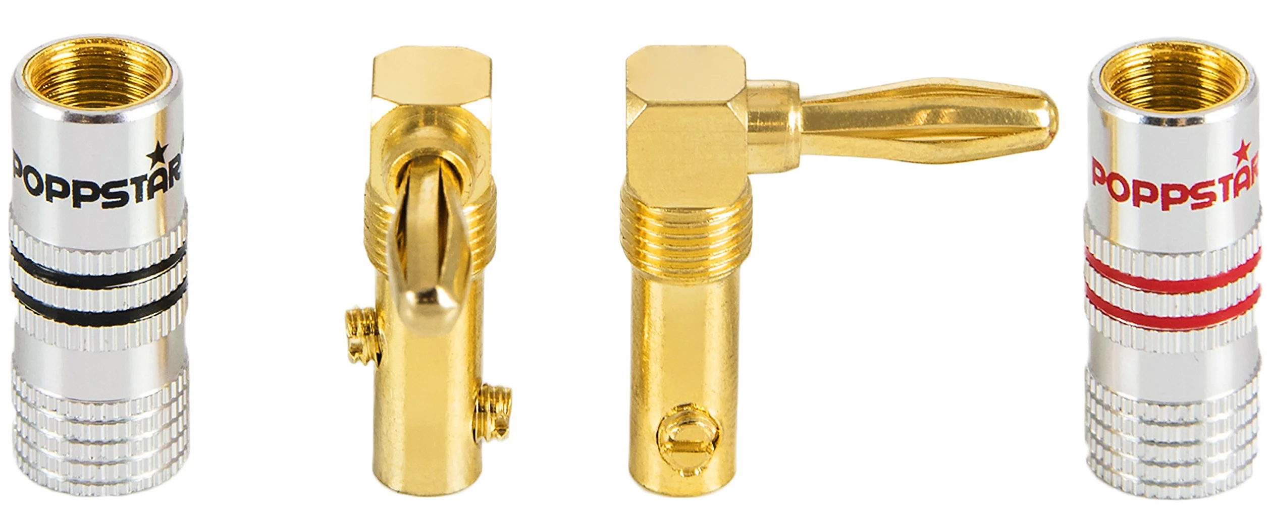 Poppstar 20 wtyków bananowych kątowych Hi-End pozłacane 24k 6 mm²