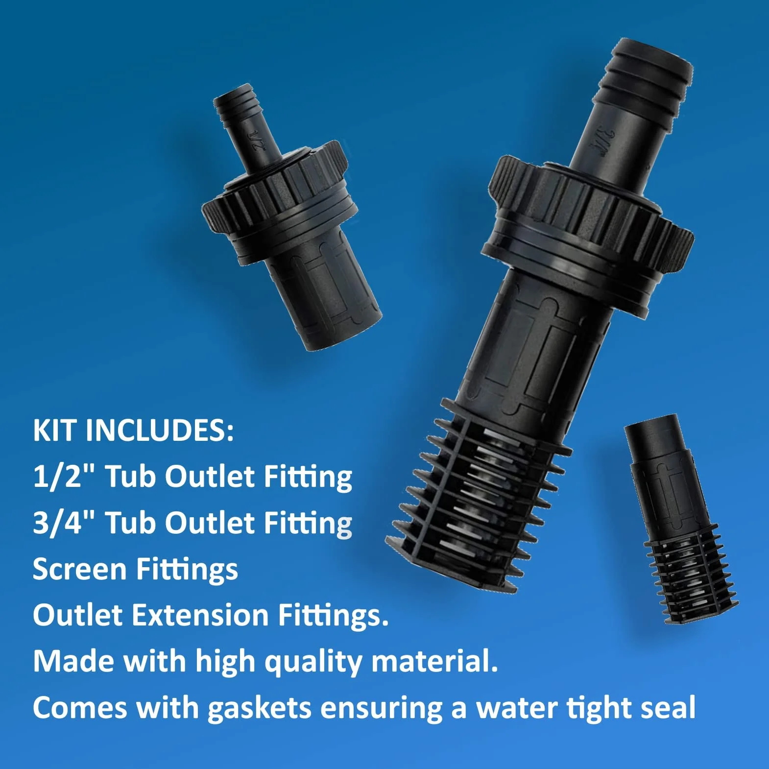 Toolazy Ebb & Flow Fitting Kit，Ebb and Flow Fitting Complete Kit Combo Set with 2 Extensions