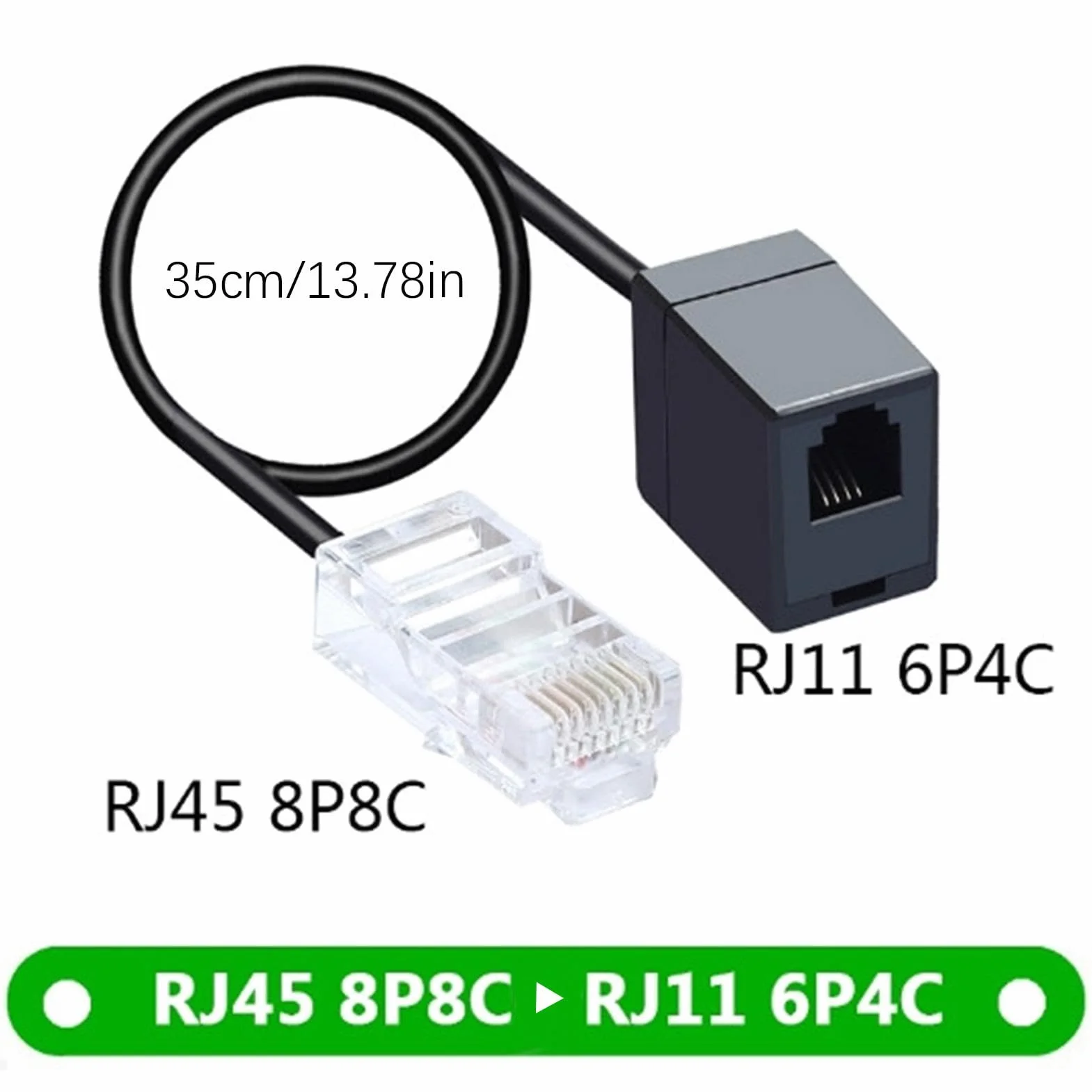 Kabel konwertera RJ11 do RJ45, adapter telefoniczny 8P4C do 6P4C, złącze linii stacjonarnej