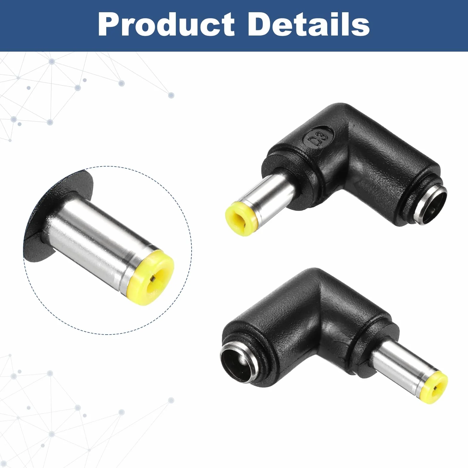 QUARKZMAN 3 sztuki adapter sieciowy DC, wtyczka kątowa 90 stopni, gniazdo 5,5 mm x 2,1 mm, gniazdo 5,5 mm x 2,5 mm, wtyczka do źródeł zasilania, taśmy LED, kabla kamery