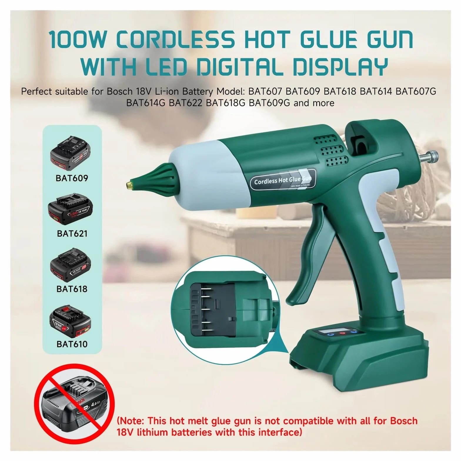 Pistolet do klejenia na gorąco 100W Bezprzewodowy Pistolet Do Klejenia Na Gorąco Z 10 Klejami W Sztyfcie Naprawa Zestaw Narzędzi DIY Elektronarzędzie Pistolet Do Klejenia Do Akumulatora Litowo-jonoweg