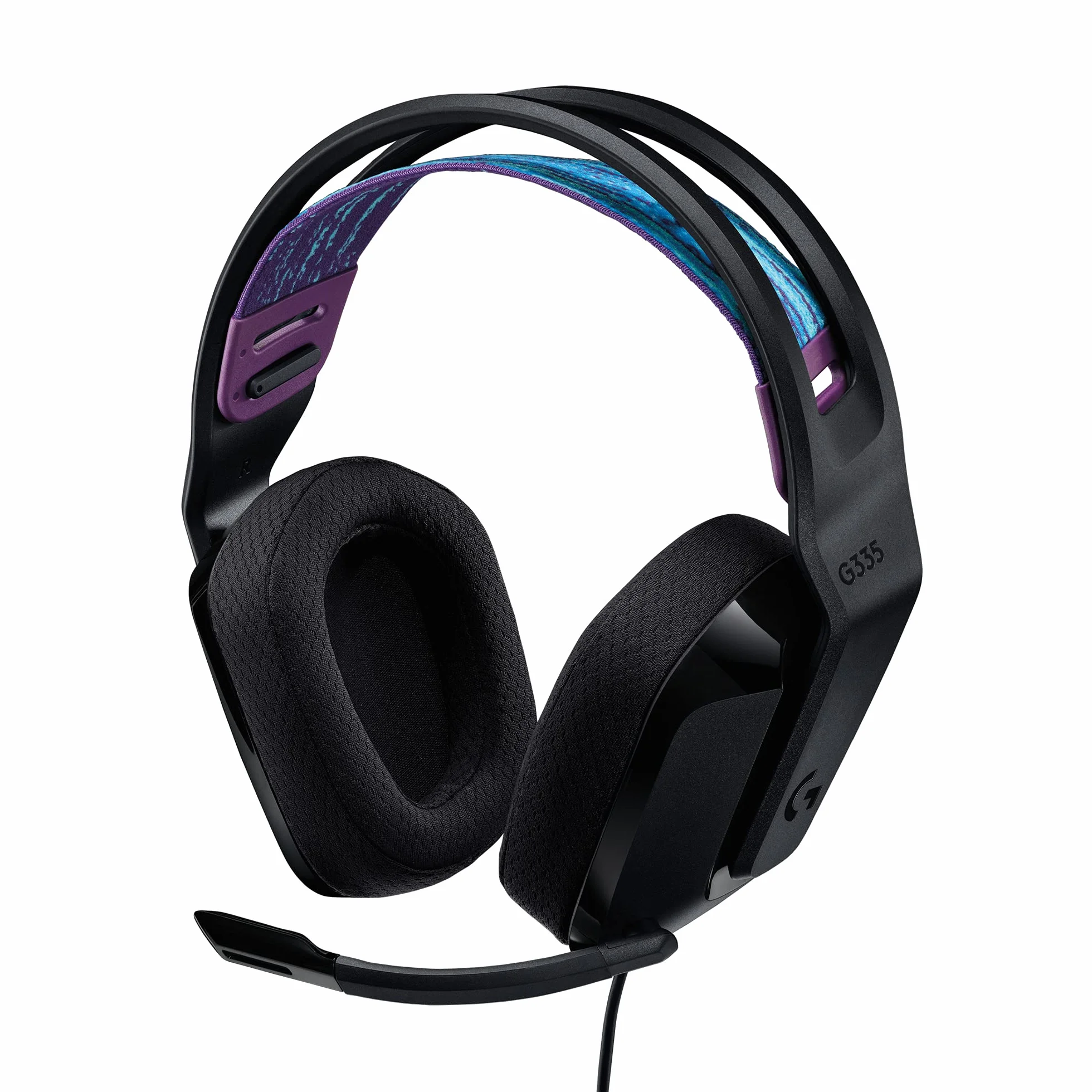 Logitech G335 Przewodowy zestaw słuchawkowy do gier z mikrofonem Flip to Mute, Mini Jack 3,5 mm, nauszniki z pianki memory, kompatybilny z PC, PlayStation, Xbox, Nintendo Switch - Czarny