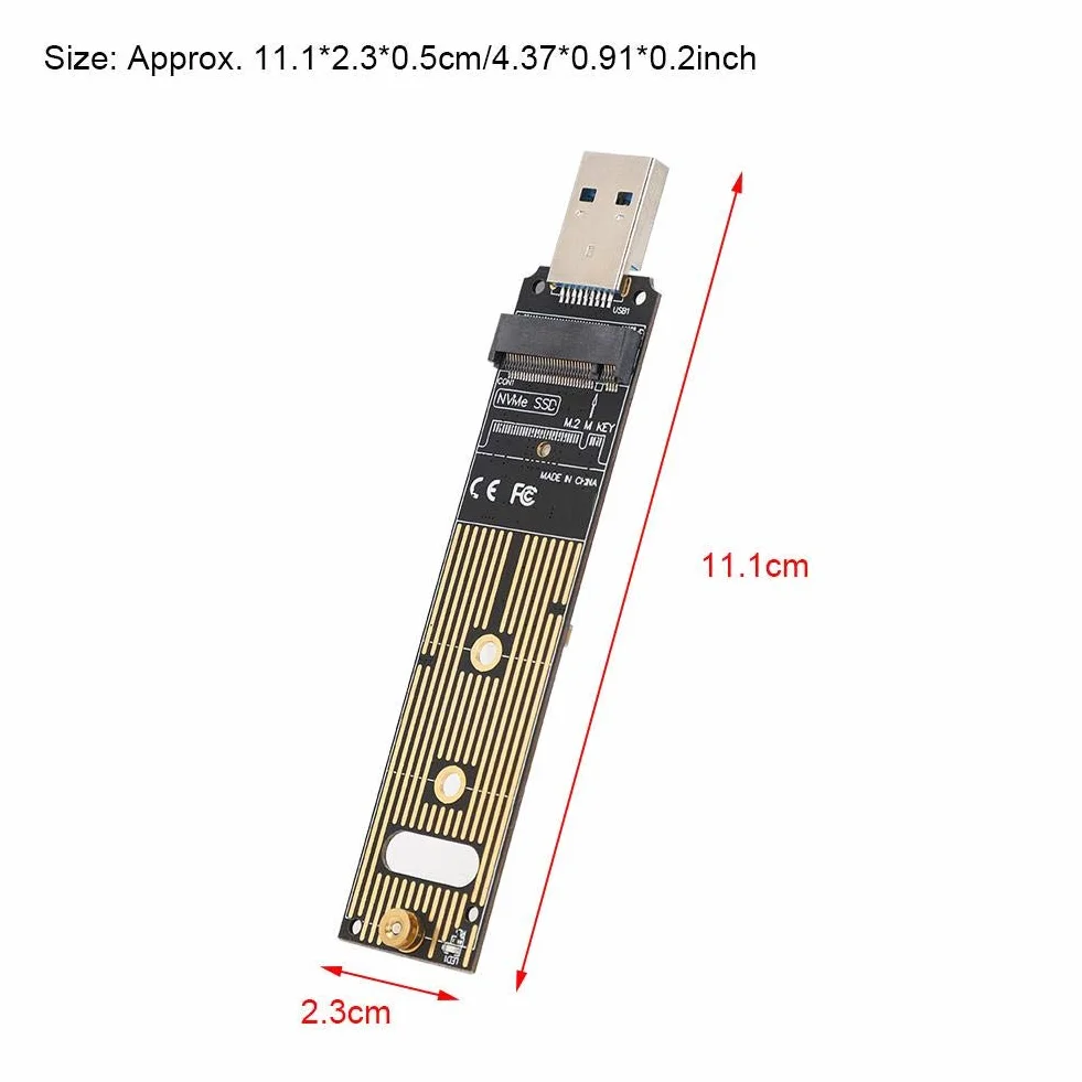 Adapter M.2 NVMe SSD na USB, USB 3.1 Gen2 konwerter kart portowych z 10 Gbit/s, do 2 Ngff M Key Reader M Key Pcie Tangxi Vers N M.2 Nvme SSD na płytkę adaptera USB