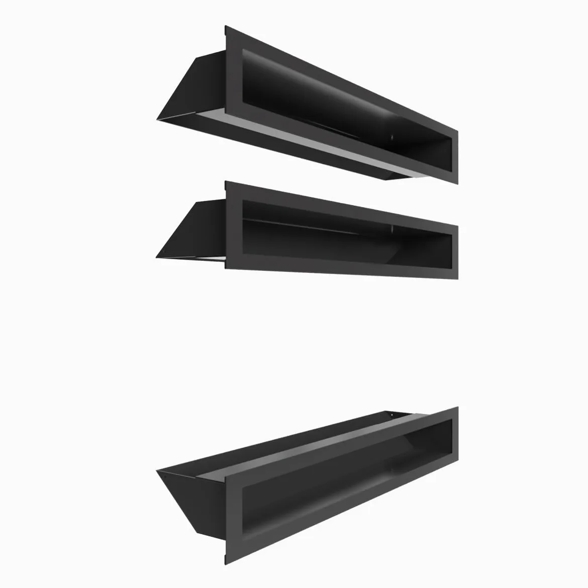 KRATKI Zestaw kratka kominkowa prosta LUFT 9X60cm Do kominka z szybą prostą 3 szt.
