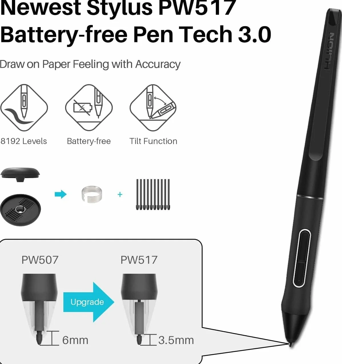 HUION Kamvas 13 Graphic Tablet 5080 lpi 293,76 x 165,24 mm USB czarny