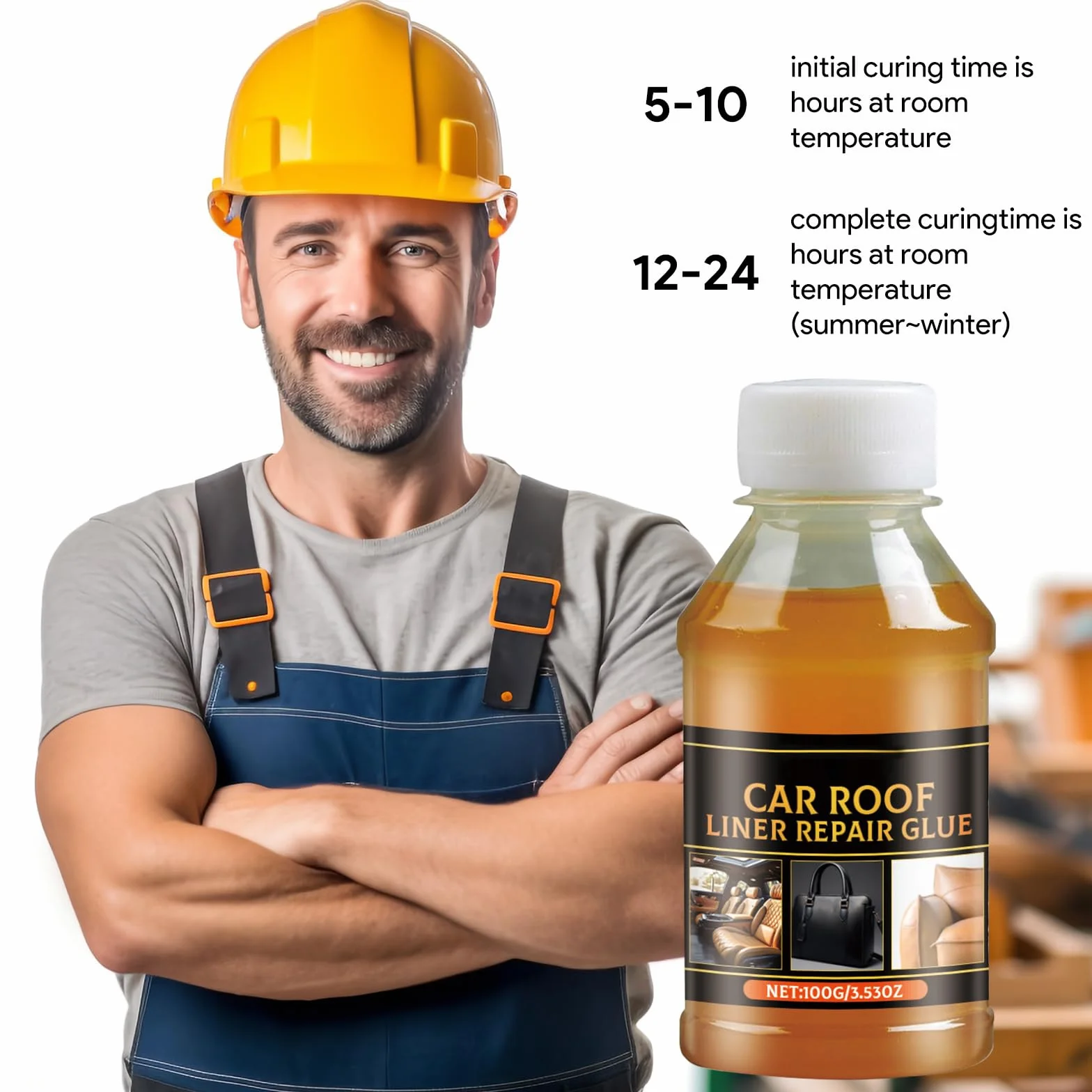 Klej do naprawy dachów samochodowych, 100 ml, wielofunkcyjny do wszystkich rodzajów skóry, z pędzlem
