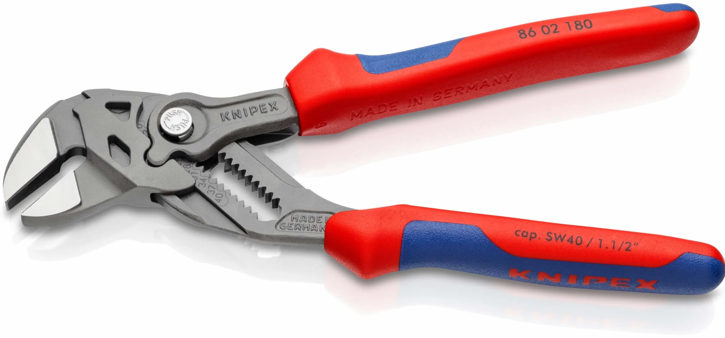 KNIPEX Szczypce-klucz szczypce i klucz w jednym narzędziu fosforanowana, szara z osłonkami wielokomponentowymi 180 mm, 86 02 180