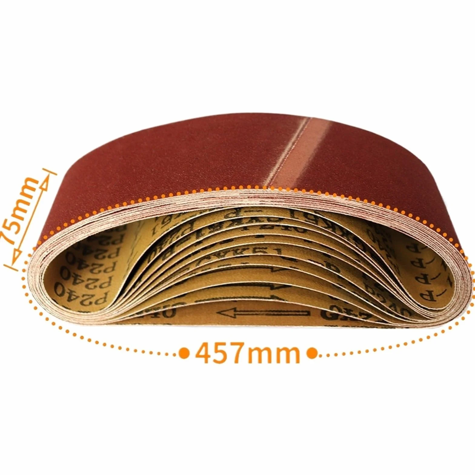 Pasy szlifierskie 457 x 75 mm, ziarnistość 40-1000, drewno, miękki metal, polerowanie, taśmy ścierne, do szlifierki taśmowej, 5 szt., ziarnistość 40