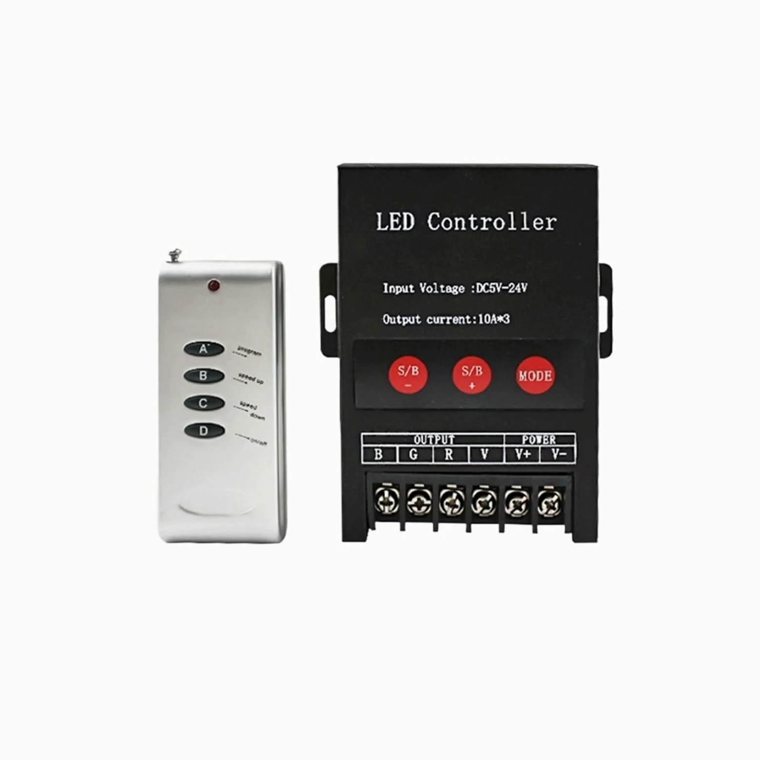DC5-24V 3-key/4-key RF Żelazna obudowa 30A Kontroler 7 kolorów pasuje do SMD 5050 2835 RGB LED/FCOB Light Strip (3 klucze)