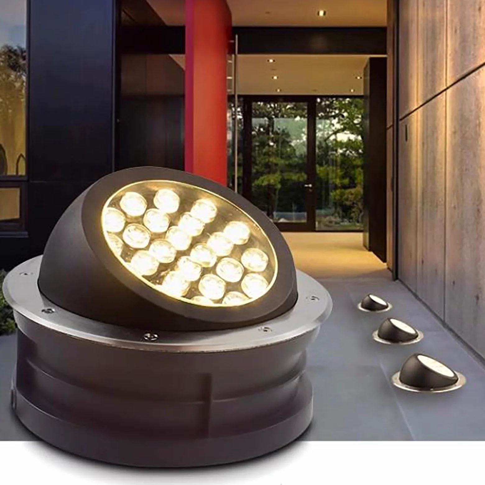 Oświetlenie ogrodowe LED do wkopywania w ziemię – oświetlenie zewnętrzne,reflektor wpuszczany,prąd zmienny 220 V,IP67,wodoodporny,lampa podłogowa z regulacją kąta 15–60°,dekoracyjna lampa podło