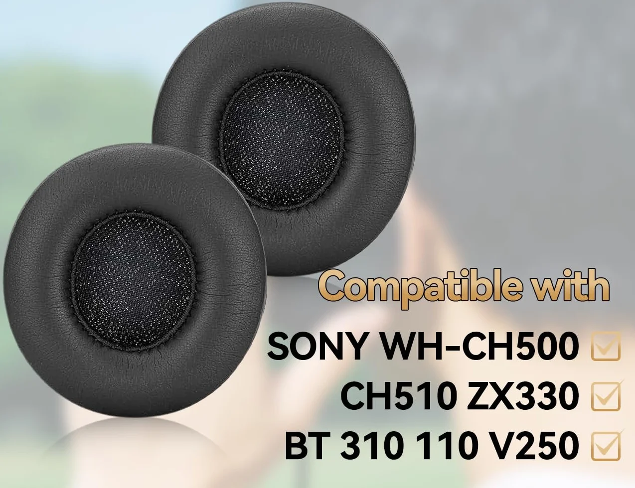 Skórzane nauszniki Sony Słuchawki 70 mm Czarne 2 sztuki