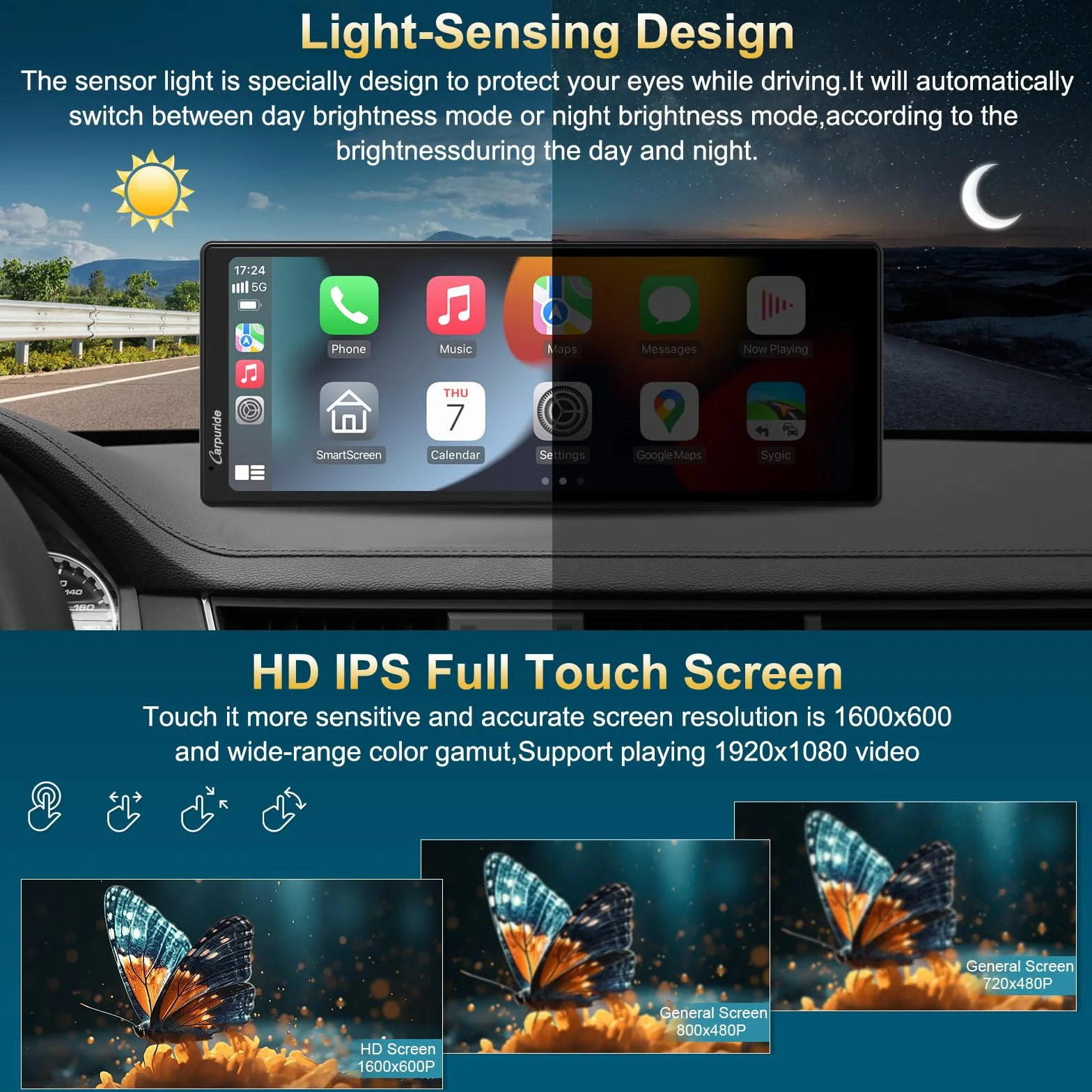 Carpuride C92 Bezprzewodowe radio samochodowe 9,3" ekran dotykowy CarPlay Android Auto Bluetooth