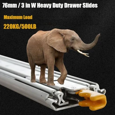 Wytrzymałe prowadnice do szuflad o udźwigu 226,8 kg, pełne wysuwane, łożysko kulkowe, boczne prowadnice do szuflad do szafek narzędziowych, do zastosowań przemysłowych, rozmiary 250-1900 mm (1300 mm)