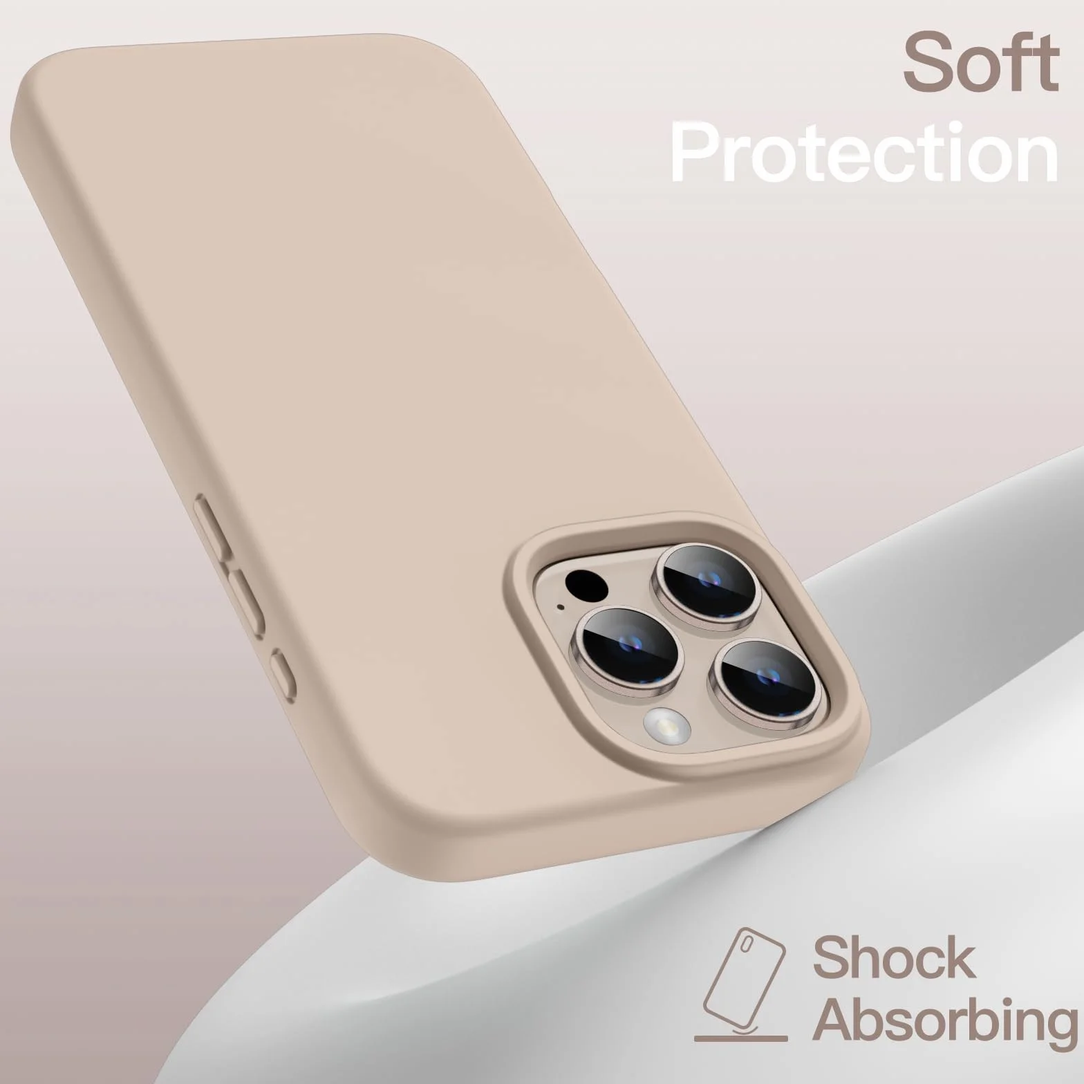 JETech Etui Silikonowe iPhone 16 Pro 6,3 Cala Ochronne Odporny na Zarysowania Tytan Pustynny