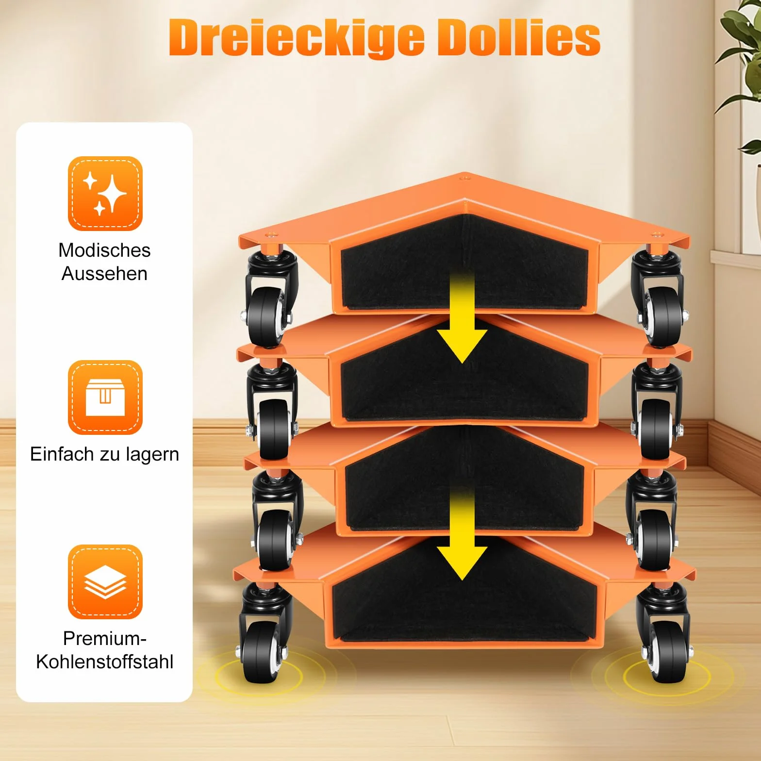 Zestaw 4 rolek meblowych, kółek do dużych obciążeń, rolki transportowe, do mebli paletowych 639 kg, rolki transportowe, rolki transportowe do mebli paletowych