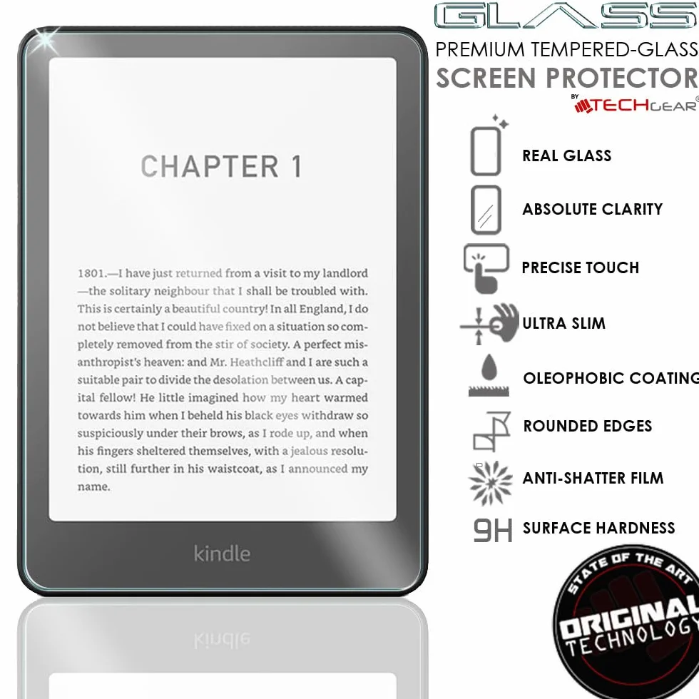 TECHGEAR Szklana osłona ekranu do Amazon Kindle Paperwhite 2024 12. generacji Signature Kids Colorsoft, szkło hartowane, krystalicznie czystość, odporna