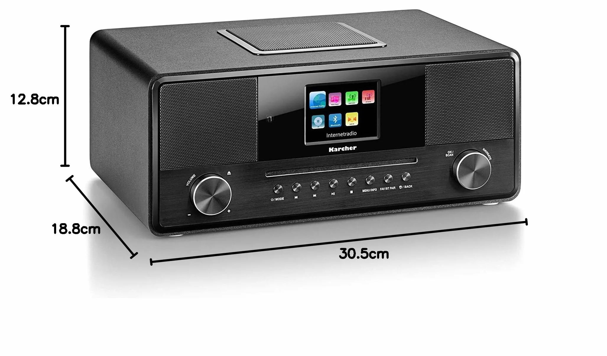 Karcher DAB 9000CDi radio internetowe z odtwarzaczem CD DAB+ UKW-RDS Wi-Fi Bluetooth USB AUX-IN budzik podwójny alarm subwoofer czarny