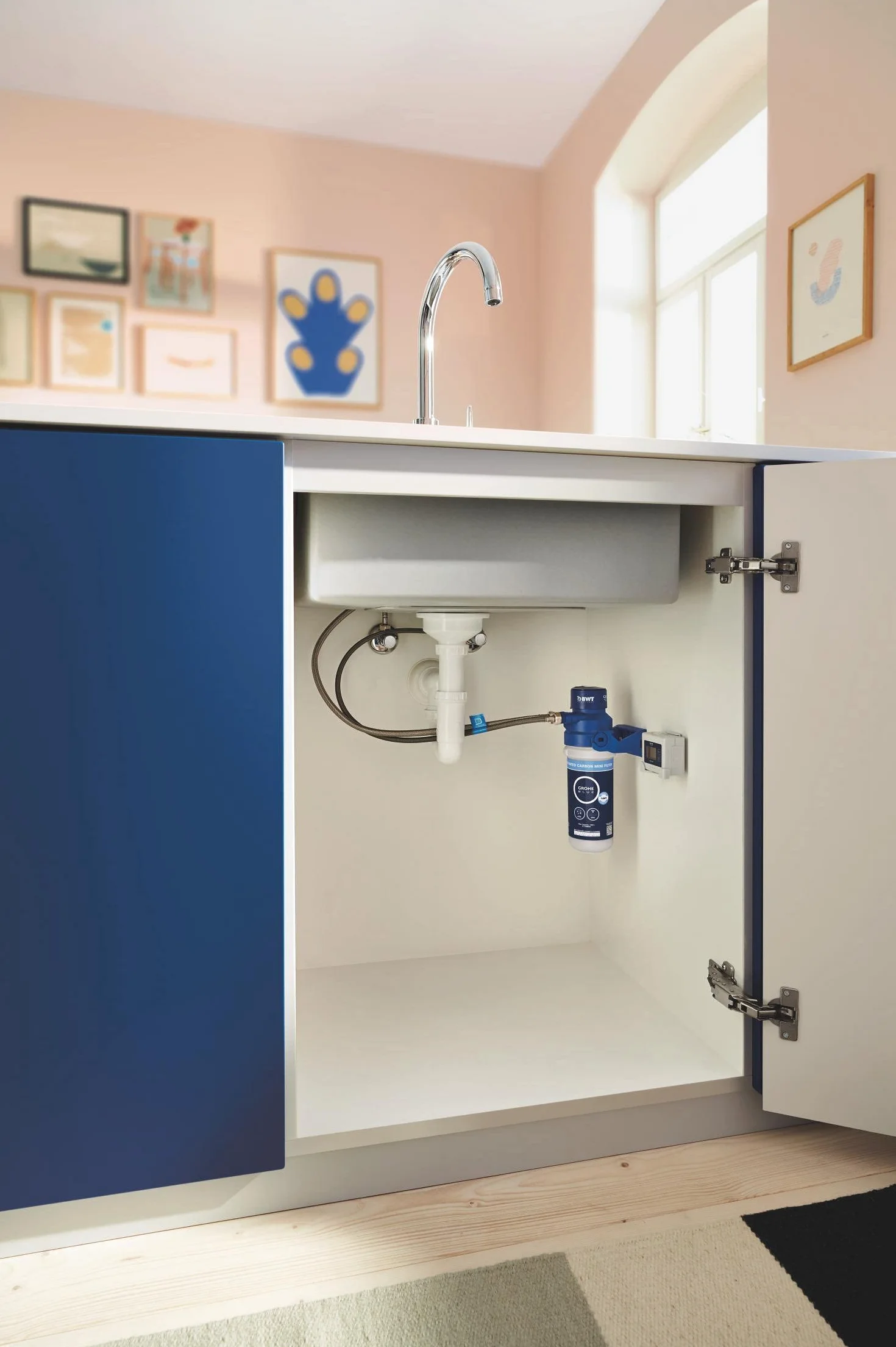 GROHE Blue 41136000 filtr z węglem aktywnym (pojemność 1500 l przy 9° dKH, redukuje substancje zakłócające zapach i smak), 41136000