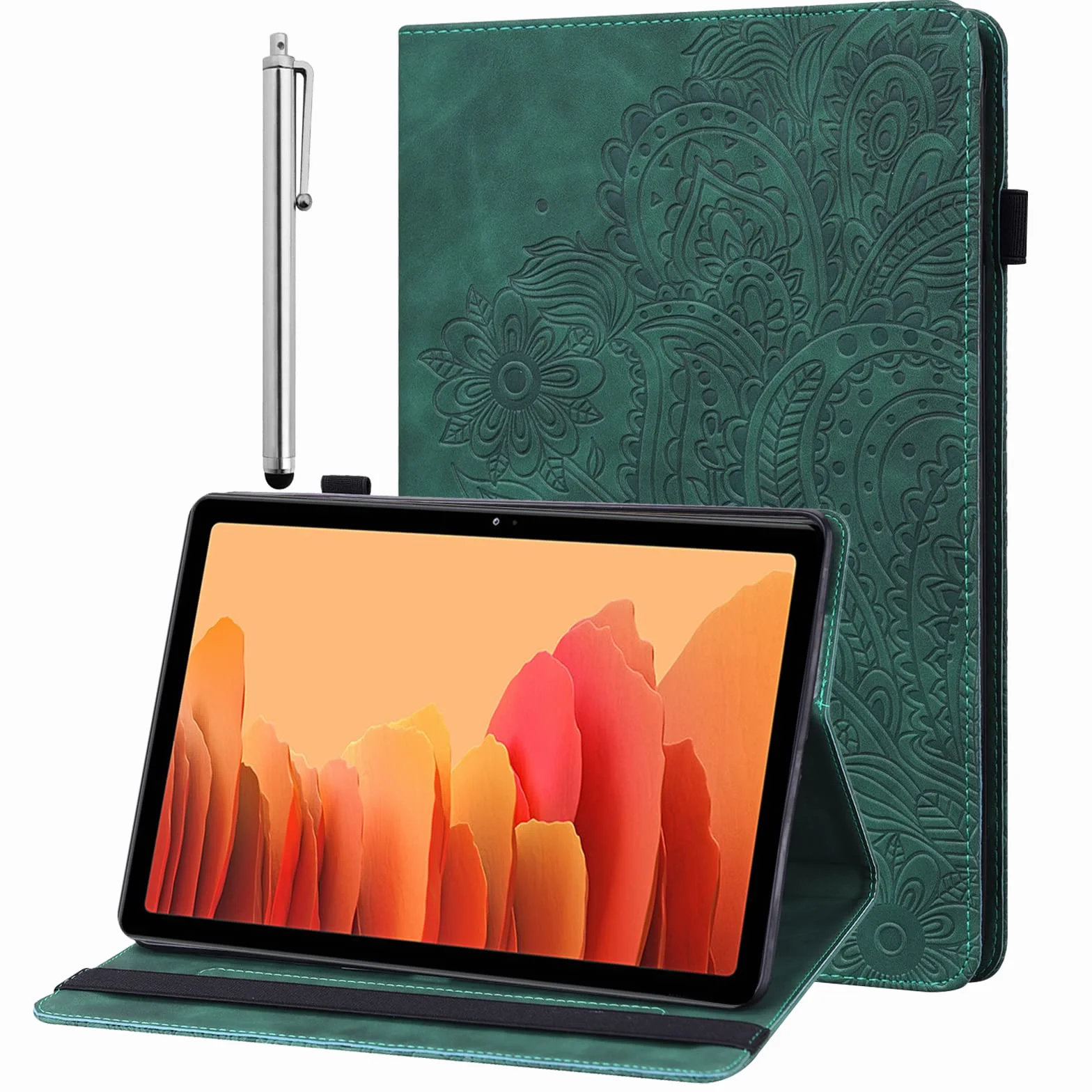 Etui na tablet Amazon Fire HD 10 13. generacji 2023 etui ochronne ze rysikiem i uchwytem na długopis - ultra cienkie etui z klapką ze skóry PU do Fire HD 10 13th 2023 etui (zielone)