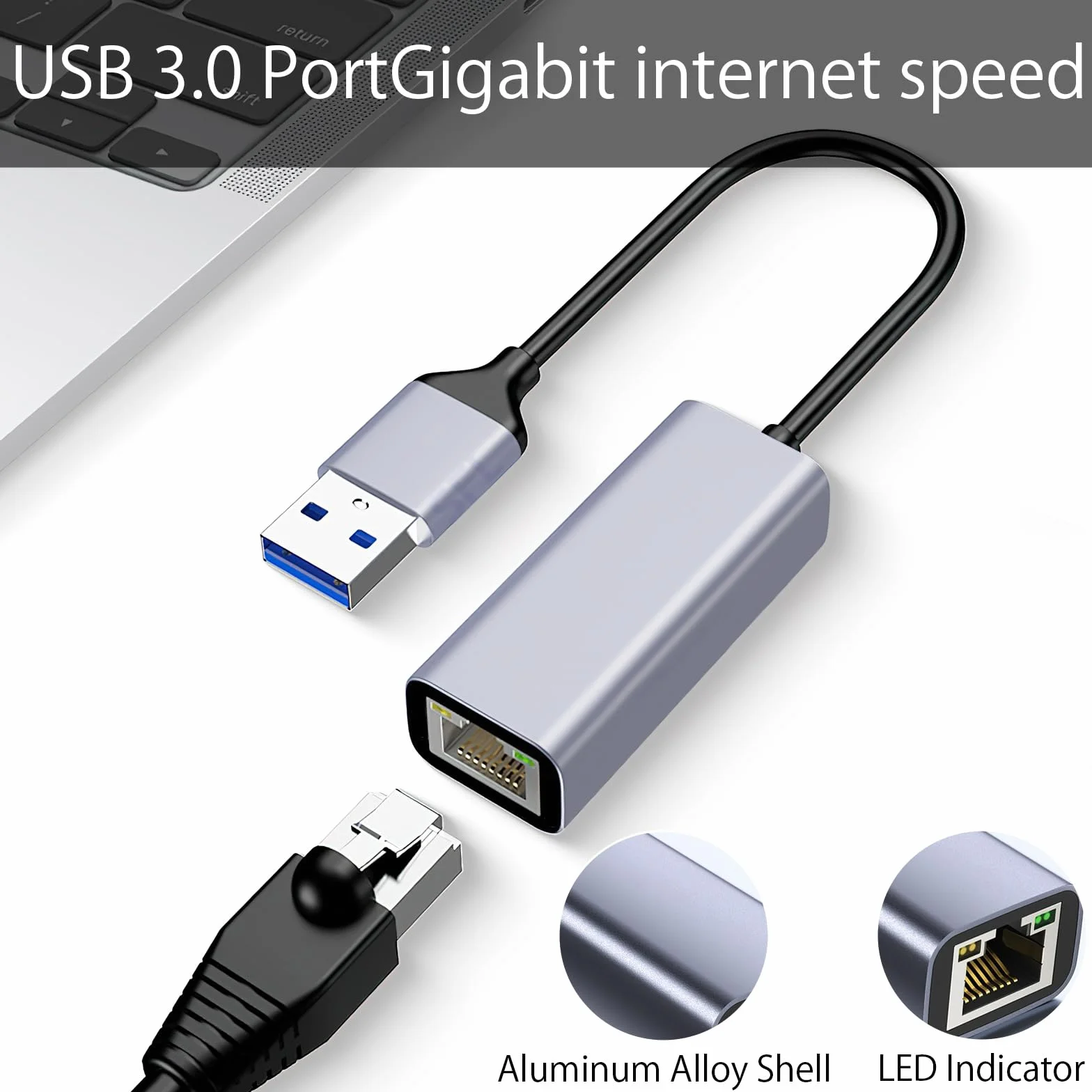 HENGBIRD Adapter USB LAN 2.0 Ethernet 1000 Mbps, USB na RJ45 Gigabit Ethernet LAN, kompatybilny z Surface, MacBook, laptopem, komputerem PC