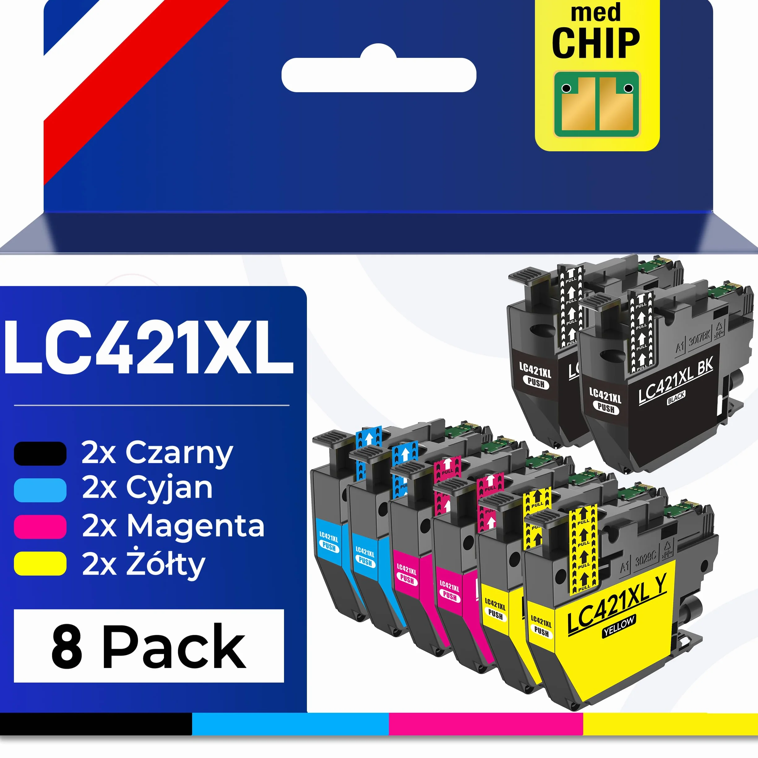 Supply Guy LC421XL Kartridże kompatybilne z Brother LC421 LC421VAL do DCP-J1050DW DCP-J1140DW MFC-J1010DW Multipack 8 Wkłady atramentowe