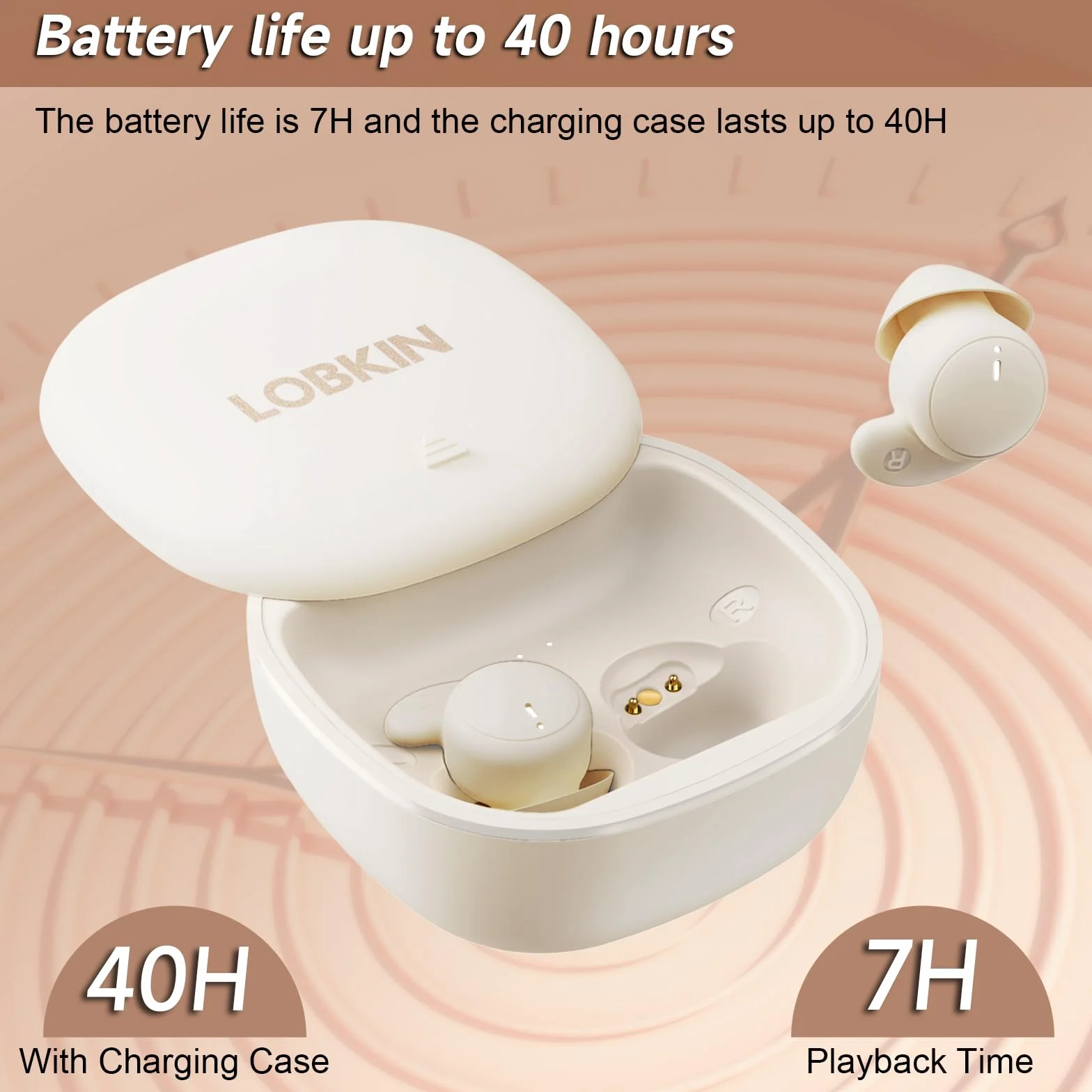 LOBKIN Słuchawki Douszne Side Sleeper Bluetooth 6.0, Miniaturowe Słuchawki z Redukcją Szumów do Spania, Wodoodporne i Niewidoczne IPX6, Idealne do Spania, Uprawiania Sportu, Jogi i Podróży