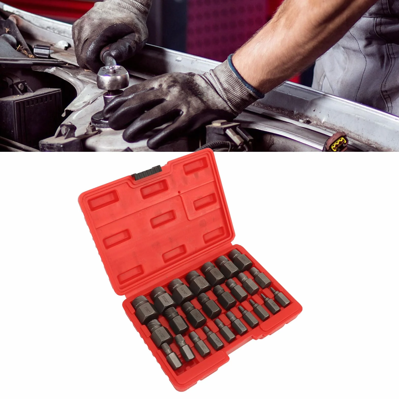 Zestaw 25 wykrętaków do śrub, stalowy, łatwe w użyciu narzędzie wieloklinowe do zastosowań ręcznych i mechanicznych, solidne, szeroki zakres zastosowań