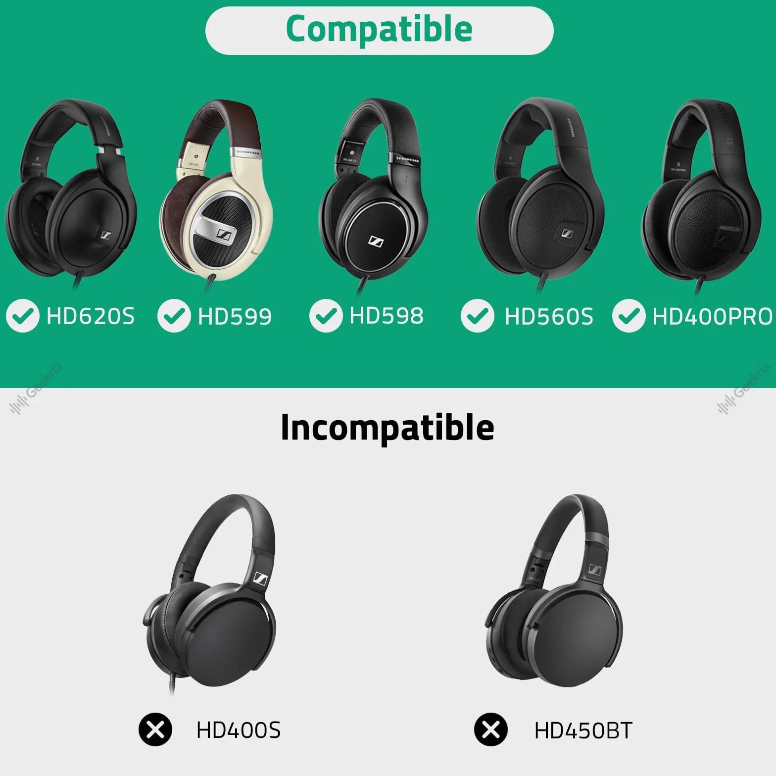 Geekria Kabel Audio Zamienny Pleciony Nylonowy 1/8" (3,5 mm) na 2,5 mm 5,6 ft/1,7 m do Sennheiser HD 620S
