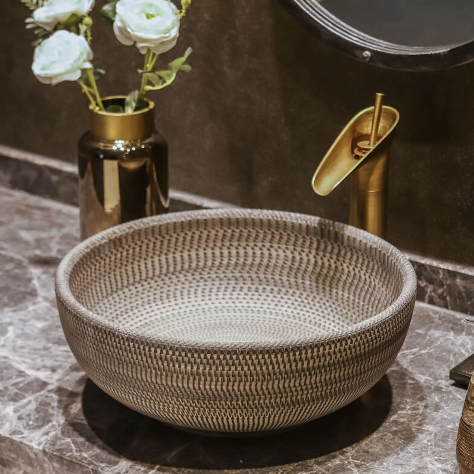 Umywalka Nablatowa, Umywalka Nablatowa, Prosta Okrągła Umywalka, Pogrubiona Ceramiczna Umywalka Nablatowa, Umywalka Łazienkowa, Umywalka Nadblatowa