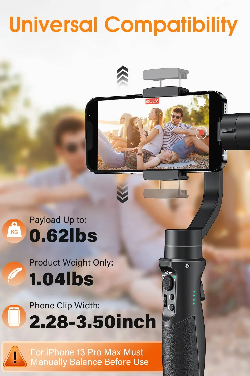 Hohem Stabilizator do Smartfona Czarny 32 cm