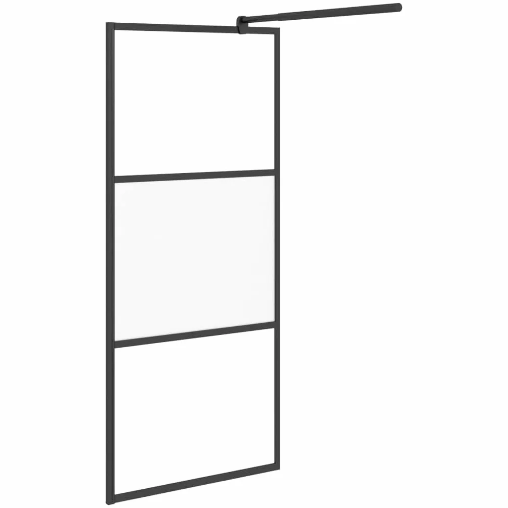 vidaXL Ścianka prysznicowa, 80x195 cm, szkło półmrożone ESG, czarna