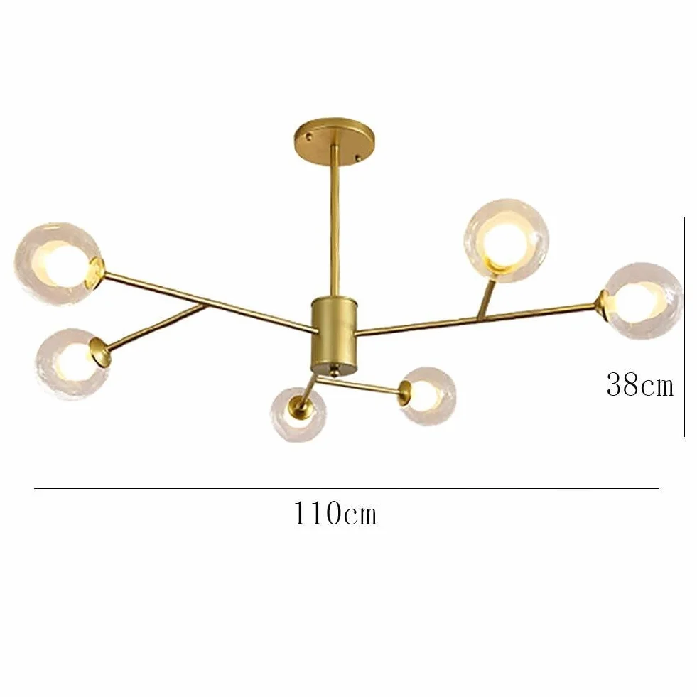 Przezroczyste metalowe żyrandole Sputnik Nowoczesny Vintage Lampa Wisząca Lampy Sufitowe do Sypialni Salon Jadalnia Restauracja, 6 9 12 15 18 (6 Głowy)