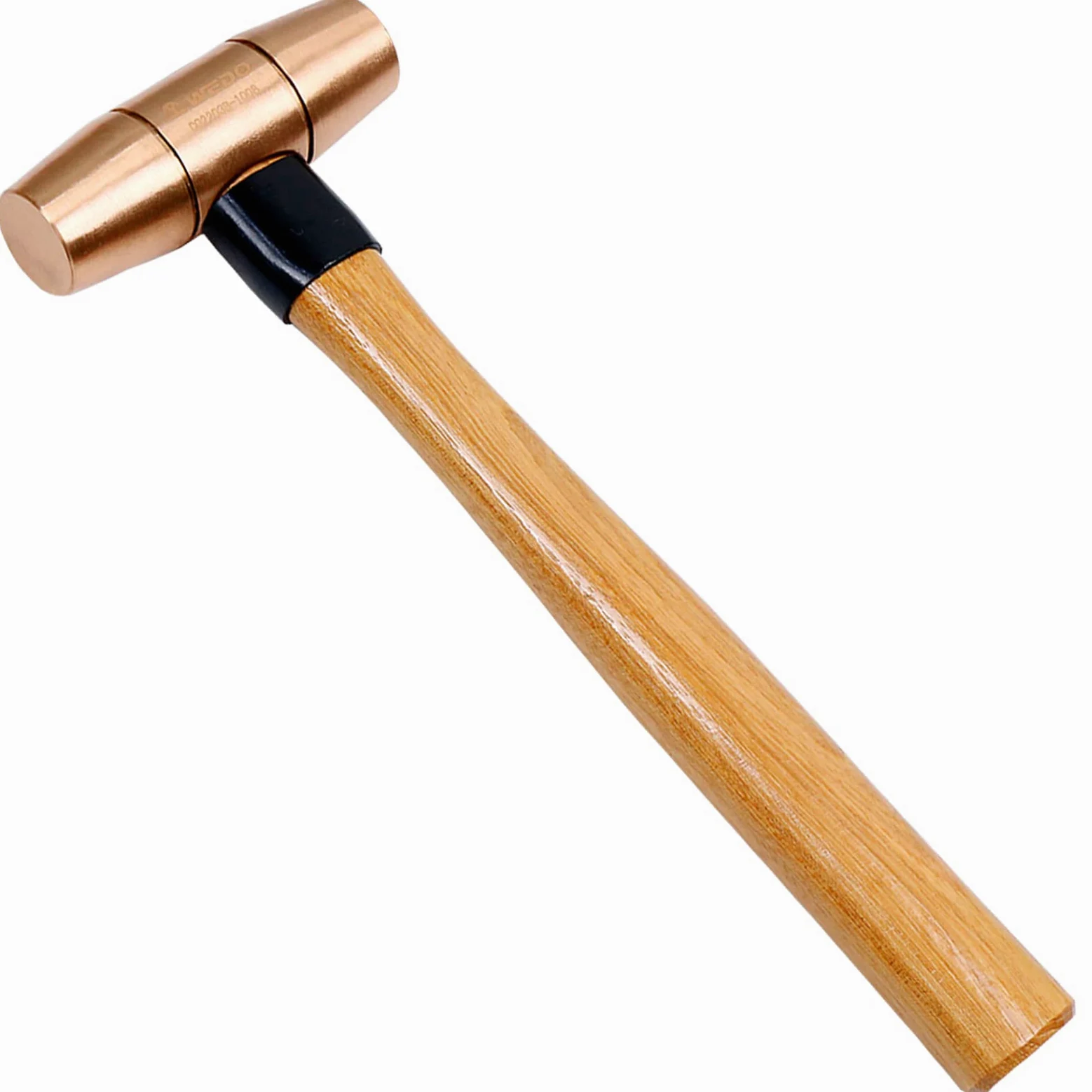 WEDO Młotek miedziany, 1,8 kg, drewniany młotek, młotek kowalski, miedziany młotek, drewniany uchwyt młotka, długość 360 mm, kuty matrycowo, odporny na korozję, standard DIN