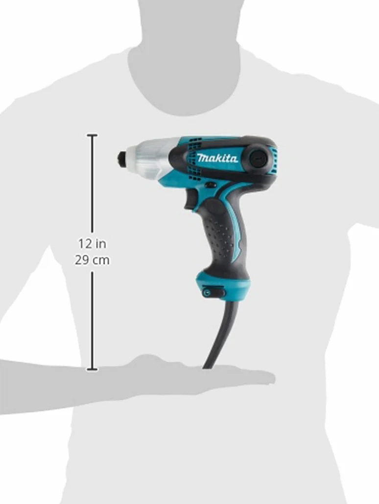 Makita Td0101F Wkrętarka Udarowa 1/4" z Łbem Sześciokątnym, Czarna, Niebieska