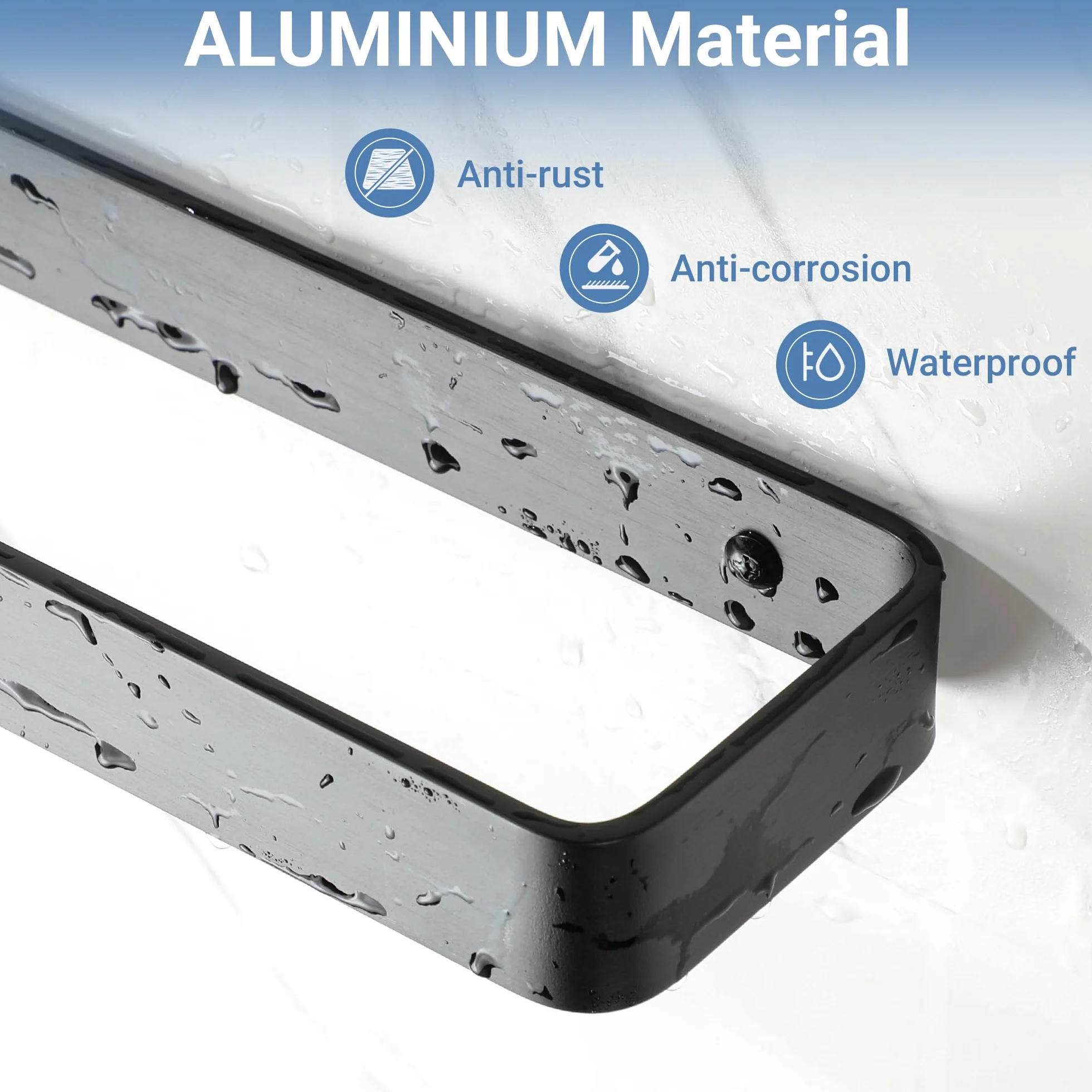 SAYAYO Wieszak na ręczniki do łazienkowe, czarny uchwyt na ręcznik, Wieszak na ręczniki ze aluminiowy, Montażu na ścianie, do łazienki i kuchni, 60 cm, EGYS24030-600-B
