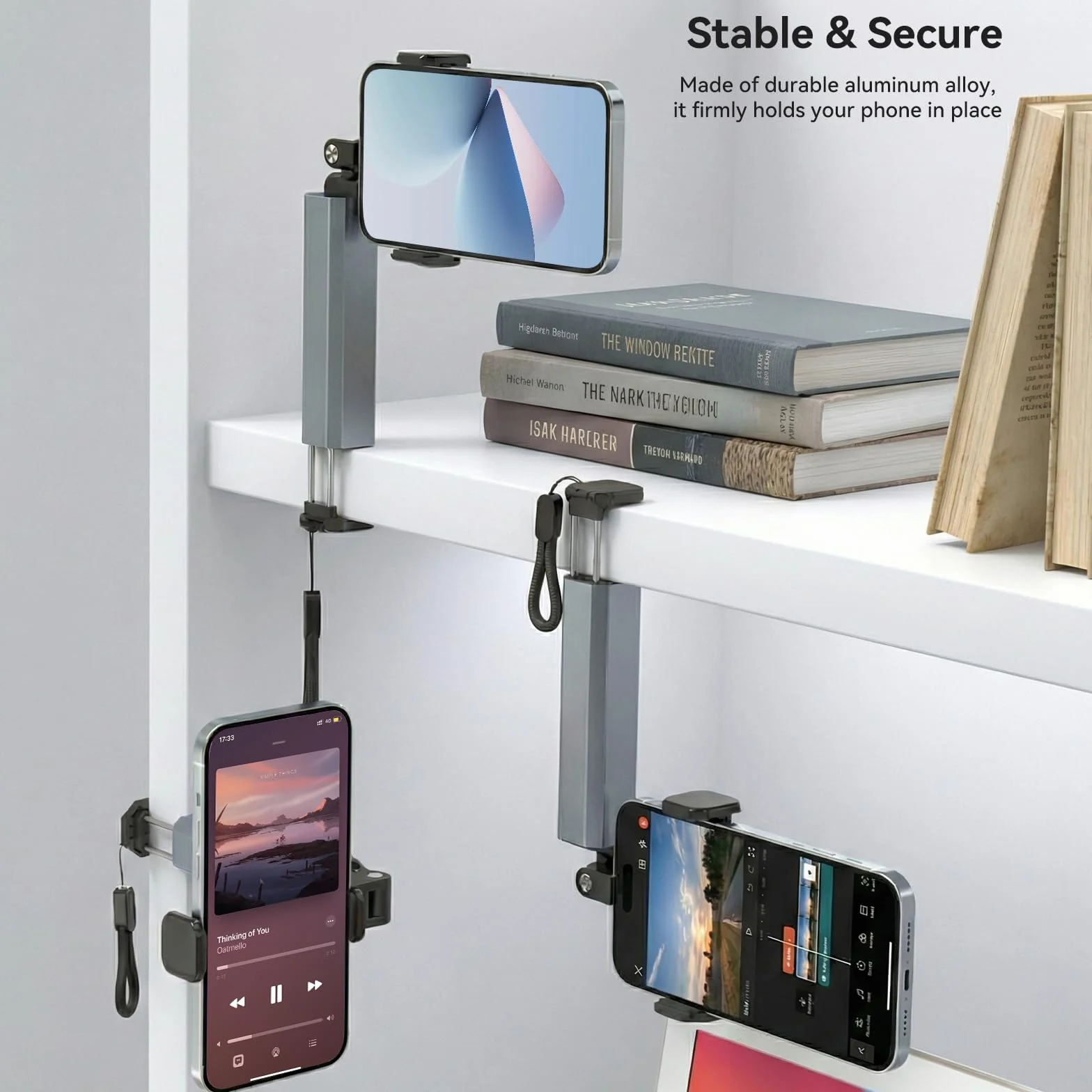 OTraki Aluminiowy Uchwyt na Telefon 360 Stopni Obracany Regulowany Podróżny Samolot Gadżet (szary)