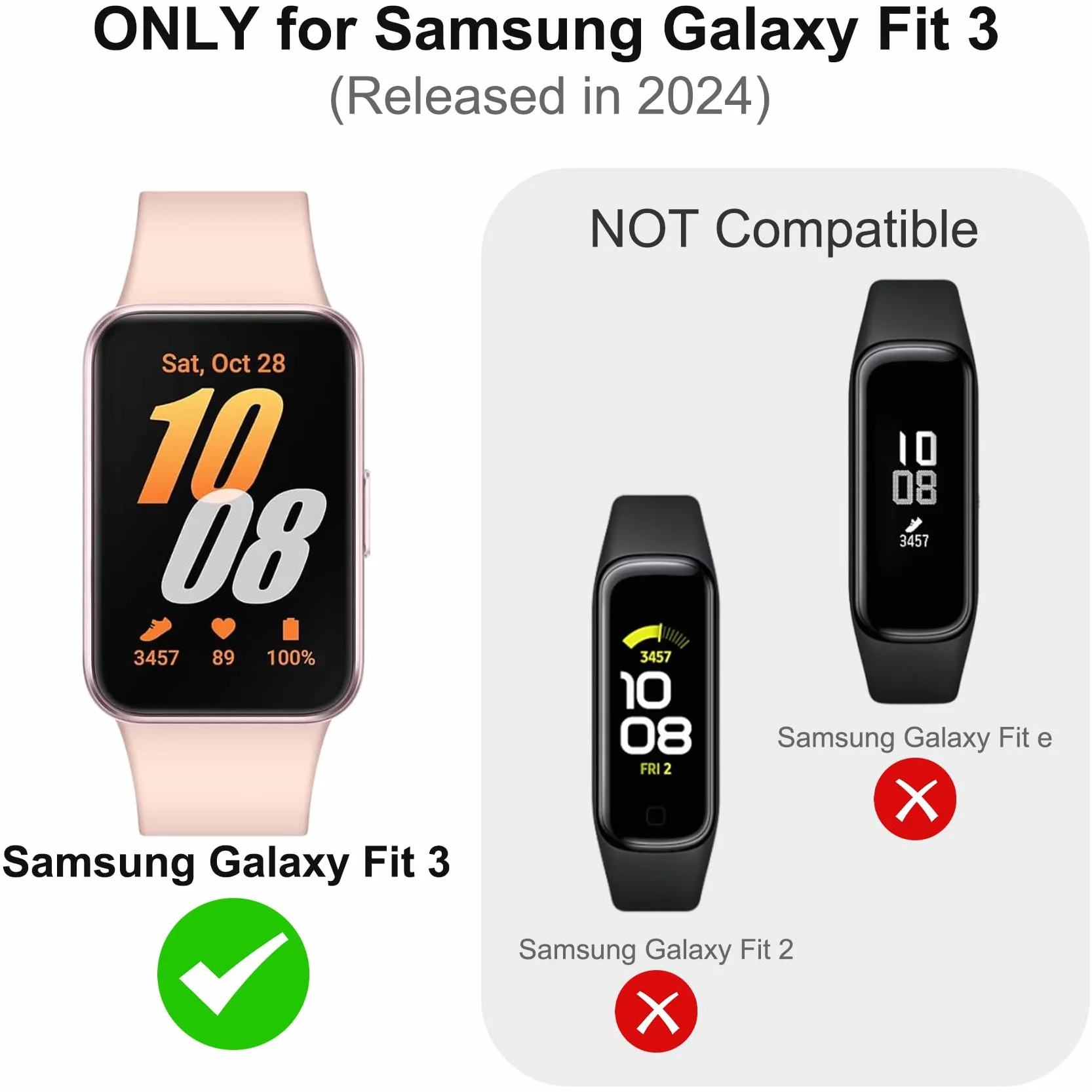 Pokrowiec ochronny do Samsung Galaxy Fit 3, twardy PC, szkło hartowane, odporny na zarysowania