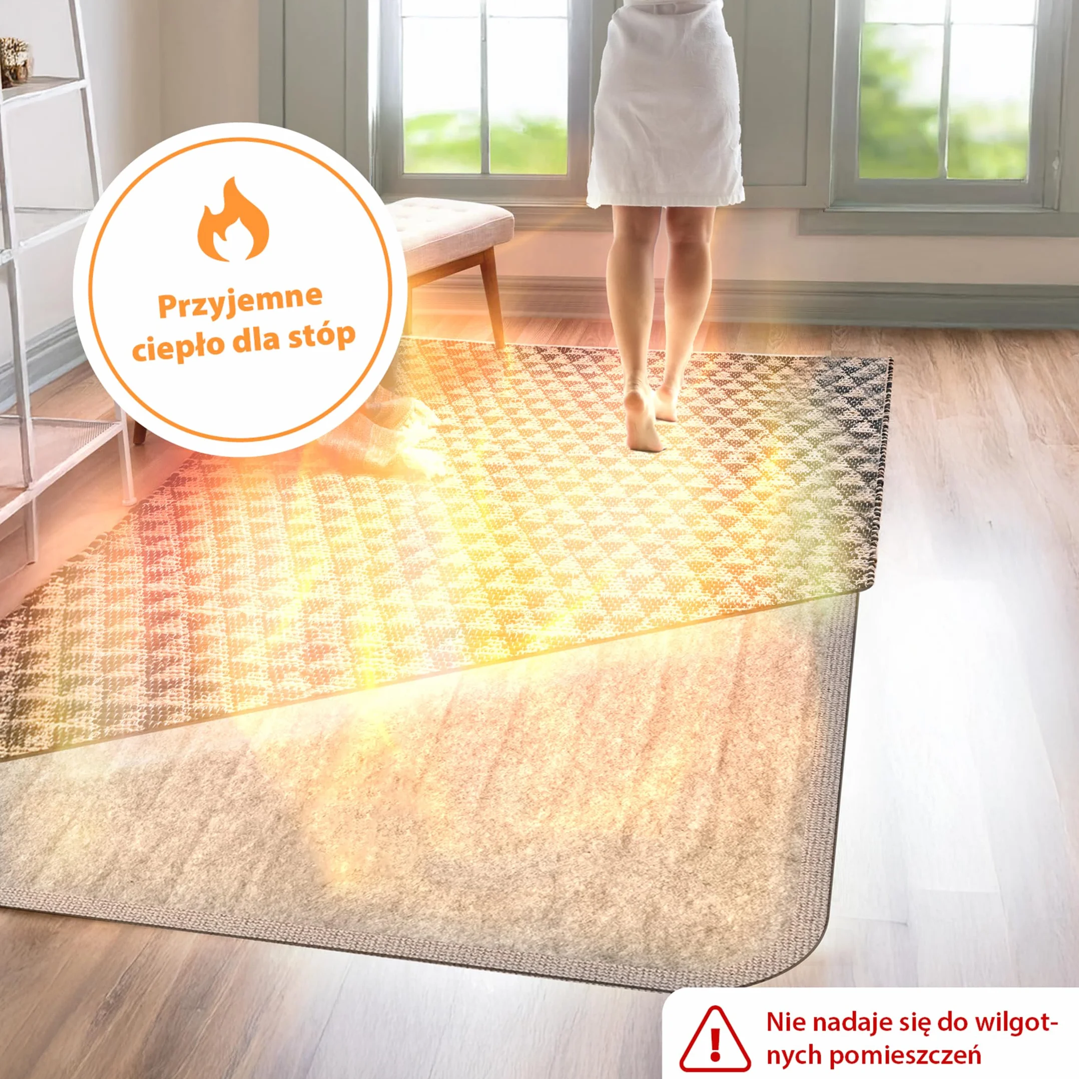 Mi-Heat Podgrzewana podkładka pod Dywanik 100 x 140 cm – pod dywan Ogrzewanie Dywan ogrzewany Wycieraczka Dywan grzewczy do 30°C – 3 poziomy ogrzewania i timer