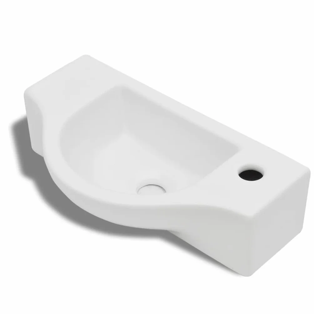 vidaXL Ceramiczna umywalka z otworem na kran, biała