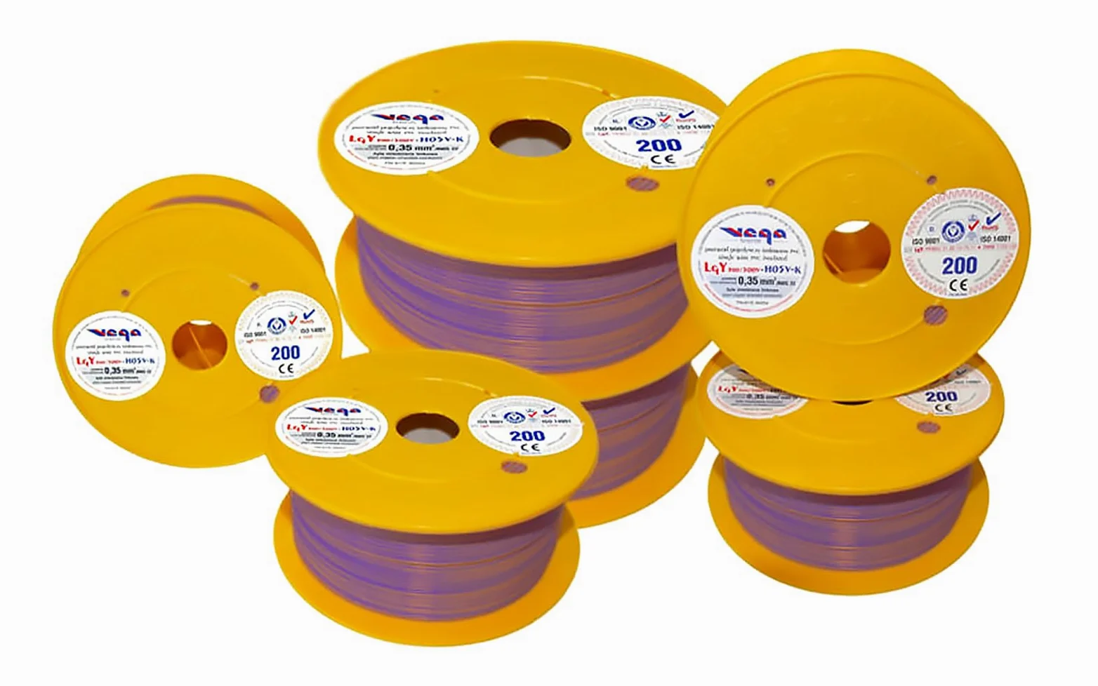 Przewód pojedynczy LGY/ H05V- K 0,35 mm2 200 m Kolor: pomarańczowy/fioletowy