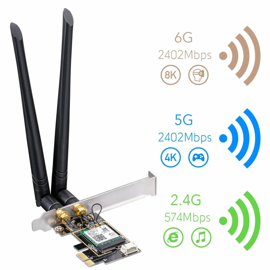 Cudy WE3000 AX 3000 Mbps bezprzewodowa karta WiFi 6 PCIe Bluetooth 5.0 802.11ax czarny